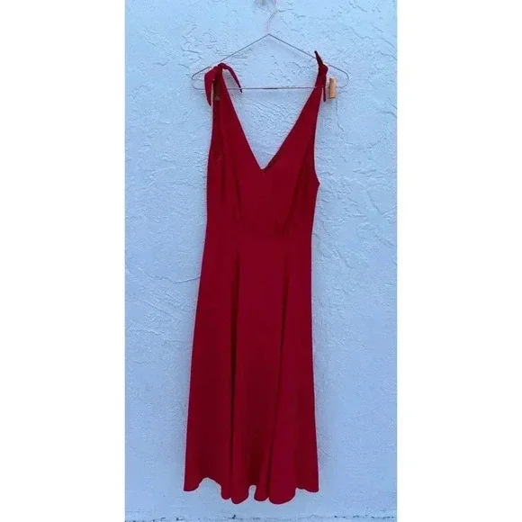 Betsey Johnson Womens Crepe Georgette Elegant Midi Dress Red Size 4 - Picture 11 of 13